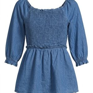 Denim look blouse size m - Blue